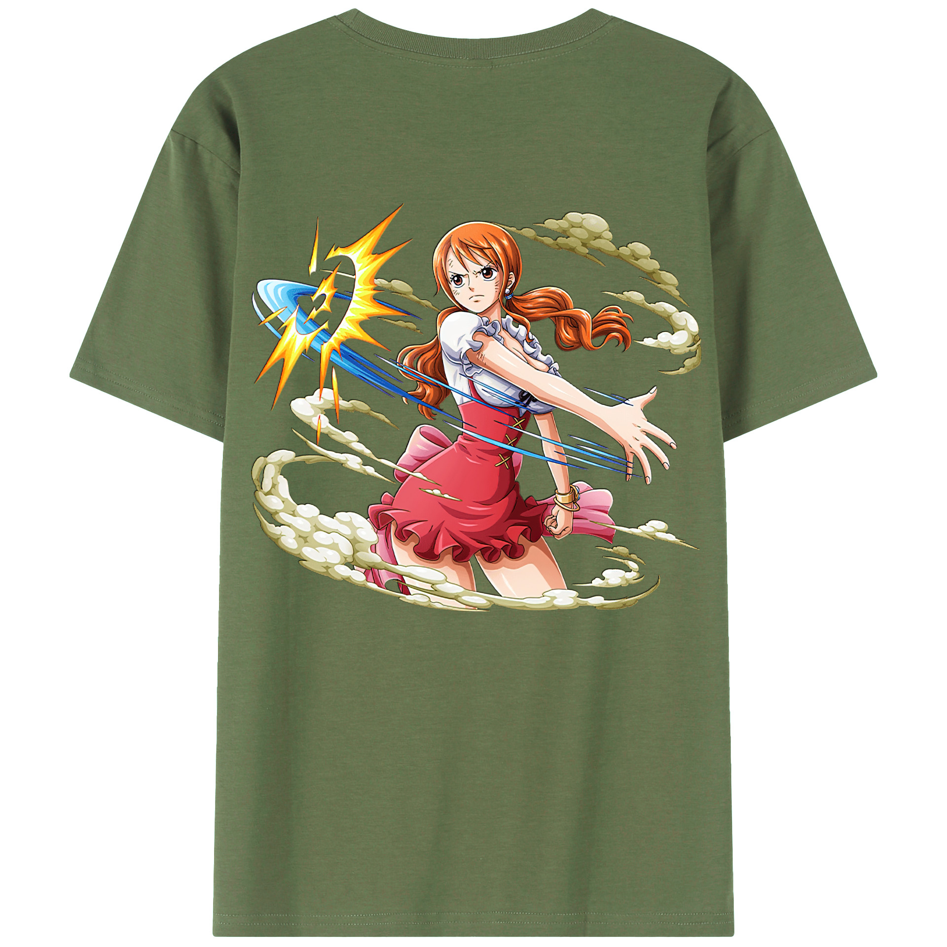 （画像用） ワンピース ナミ ONE PIECE Nami 綿100％ メンズ半袖Tシャツ（バックプリント） 通気性